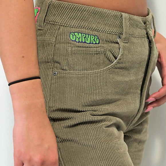 Empyre| Fab Thick Olive Skate Streetwear Corduroy Wide Leg Pants Sz 0 - Picture 1 of 6